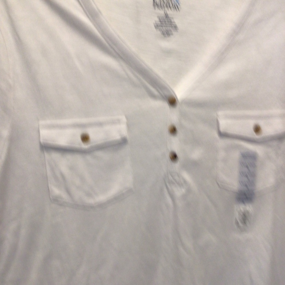 Croft & Barrow Womens White Short Sleeve Utility Henley Top Size XL - Picture 3 of 8